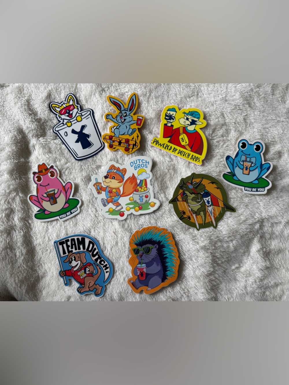 Dutch Bros Assorted Colorful Cartoon Sticker Pack - Bright Multicolor